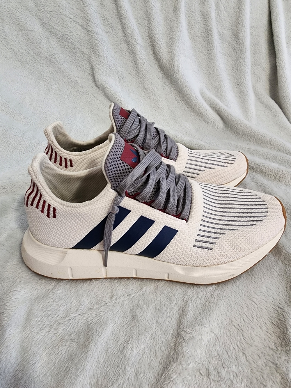 adidas Men's Knit Sneakers in Cream, Navy and Gray